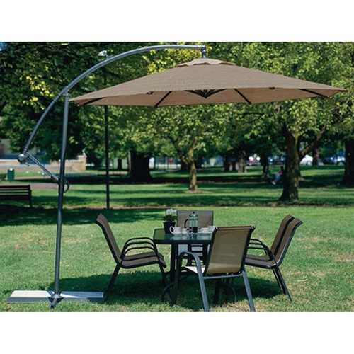 10 Foot Mocha Offset Patio Canopy Umbrella Rotates 360 Degrees – Cozy Furniture Store