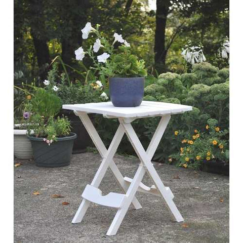 Image of Outdoor Fast Folding Patio Side Table, White Weather Resistant Resin