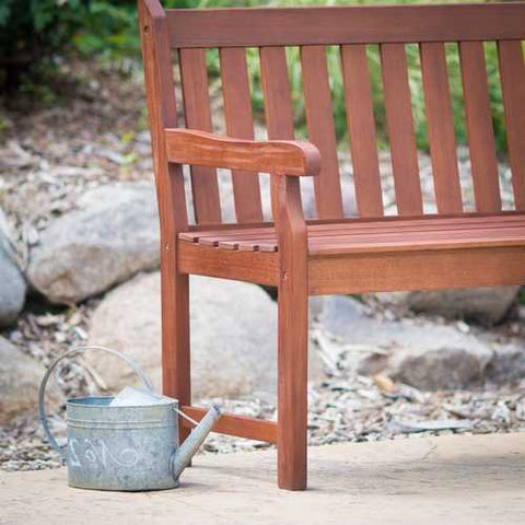Image of 4-Ft Outdoor Love-seat Garden Bench in Natural Wood Finish