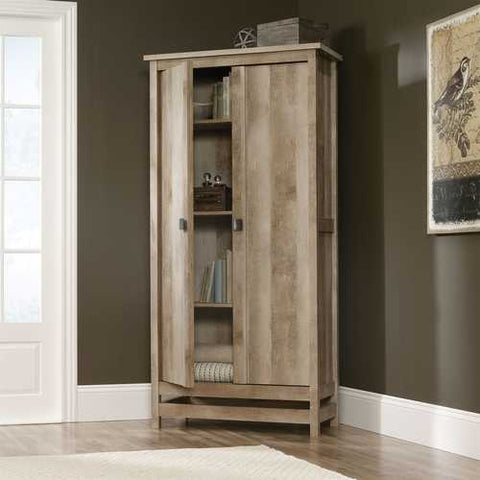 Image of Cottage Style Wardrobe Armoire Storage Cabinet in Light Oak Wood Finish
