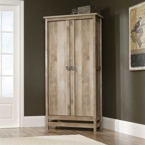 Image of Cottage Style Wardrobe Armoire Storage Cabinet in Light Oak Wood Finish