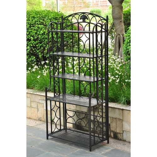 Indoor / Outdoor Wrought Iron Metal Bakers Rack 5-Shelf Plant Stand – Cozy  Furniture Store