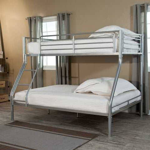 Image of Modern Twin over Full size Bunk Bed in Silver Metal Finish