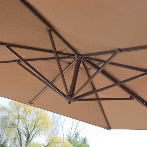 Image of Modern 8.5-Ft Offset Cantilever Square Patio Umbrella with Mocha Shade