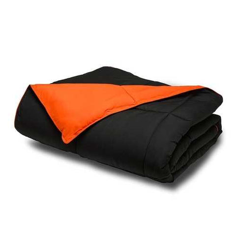 Image of King/CAL King size 3-Piece Orange/Black Microfiber Comforter Set with 2 Shams
