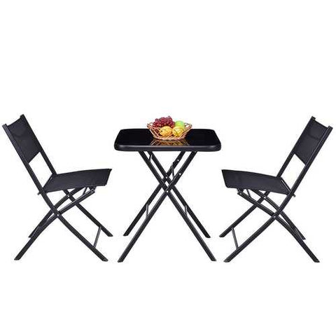 Image of Outdoor 3-Piece Folding Bistro Patio Set with Table and Chairs