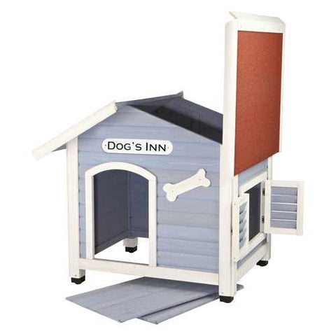 Image of Solid Pine Wood Weatherproof Dog House with Adjustable Feet