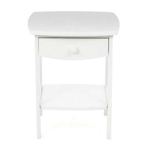 Image of White Wood Contemporary 1-Drawer Bedside Table Nightstand