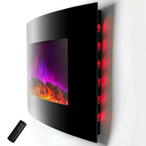 Image of Wall Mounted Electric Fireplace Space Heater with Remote 5,200 BTU