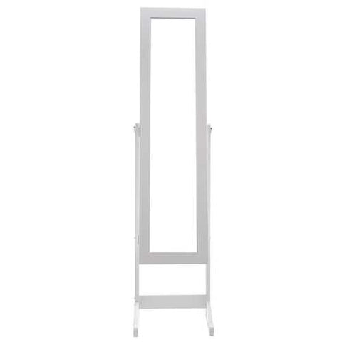 Image of White Wood Jewelry Storage Cabinet Freestanding Floor Mirror