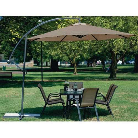 Image of 10 Foot Mocha Offset Patio Canopy Umbrella Rotates 360 Degrees