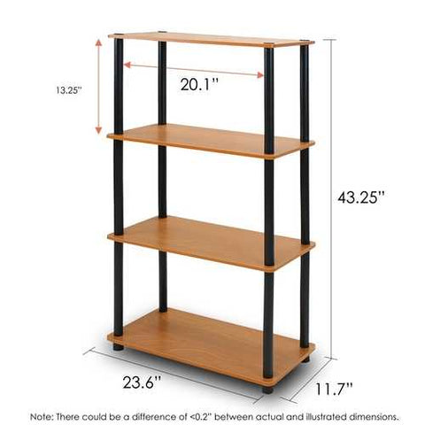 Image of 4-Tier Storage Shelf Display Rack Bookcase in Cherry Finish