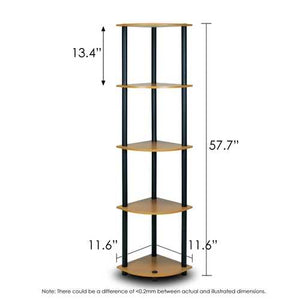 5-Tier Corner Display Shelf Bookcase in Light Cherry & Black