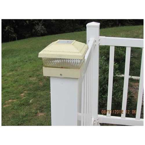 Image of Set of 6 White Fence Post Lights with Ultra-Bright LED Bulbs