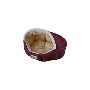 18-inch Burgundy & Beige Small Dog & Cat Bed by Armarkat