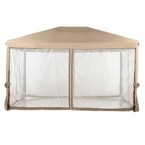 Image of 10ft x 12ft Fully Enclosed Solid Steel Garden Gazebo Patio Canopy with Mosquito Netting Tan/Brown