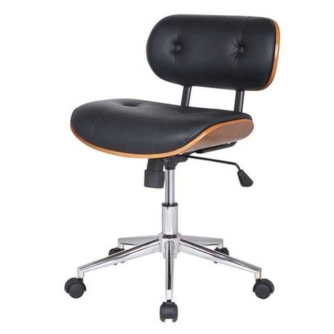 Image of Modern Black Fuax Leather Swivel Office Chair with Cushion Seat Back