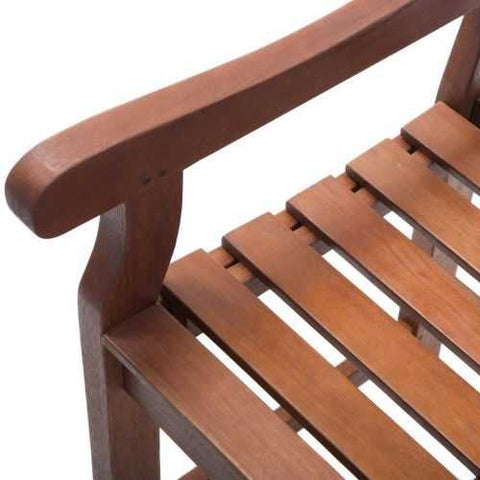 Image of Curved Back 4-Ft Outdoor Garden Bench with Arm-Rests in Natural Wood Finish