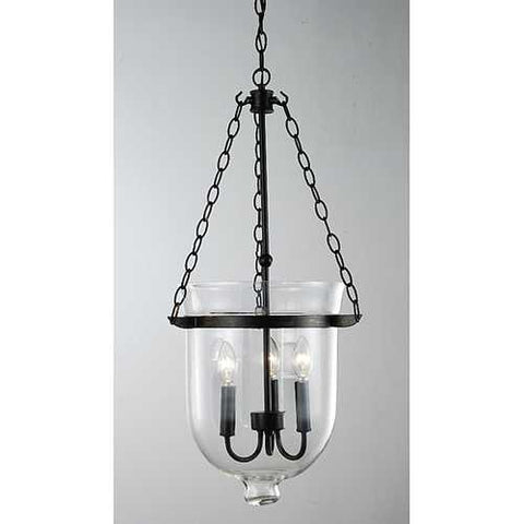 Image of Glass Lantern Chandelier in Antique Copper Finish