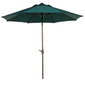 9 Foot Outdoor Patio Umbrella with Push Button Tilt and Crank Dark Green