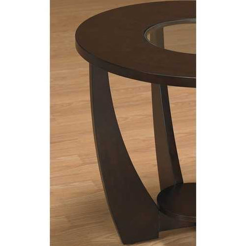 Image of Stylish Espresso End Table with Shelf and Glass Insert