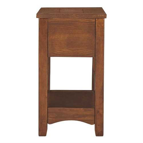 Image of Mission Style 1-Drawer End Table Nightstand in Brown Wood Finish