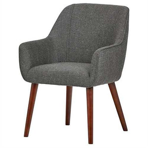 Modern Mid-Century Style Dining Accent Chair in Ash Gray Upholstered Fabric