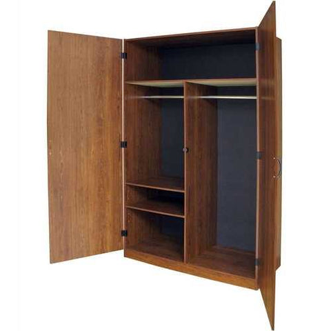 Image of Wardrobe Cabinet Bedroom Organizer Storage Closet in Brown Wood Finish