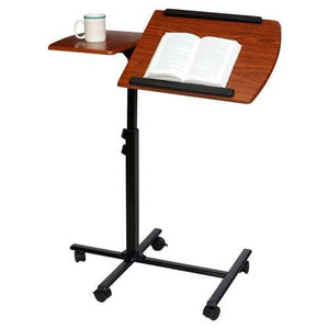 Adjustable Height Laptop Cart Computer Desk in Cherry Finish