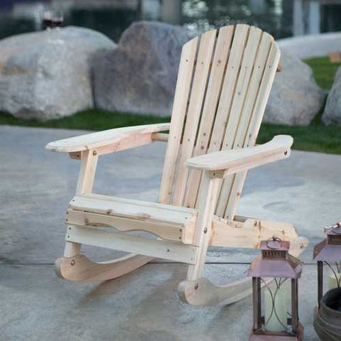 Image of Patio Porch All Weather Indoor / Outdoor Natural Adirondack Rocking Chair