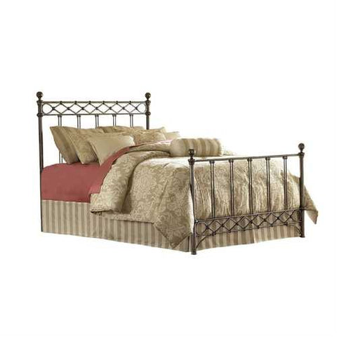 Image of King size Metal Bed with Headboard and Footboard in Copper Chrome Finish