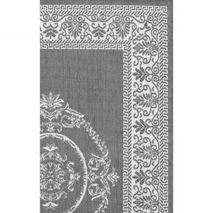 5'10 x 9'2 Grey White Medallion Indoor Outdoor Area Rug