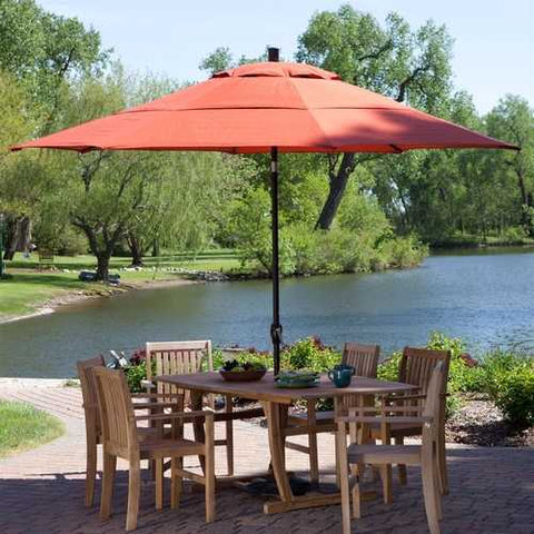 Image of Outdoor Patio 11-Ft Market Umbrella with Push Button Tilt with Beige Shade