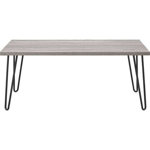 Image of Modern Classic Vintage Style Coffee Table with Wood Top and Metal Legs