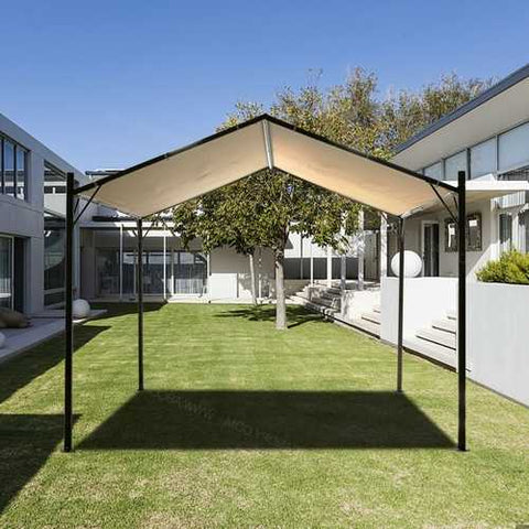 Image of Outdoor Patio Steel Frame 10 x 10 Ft Gazebo Carport with Beige Canopy