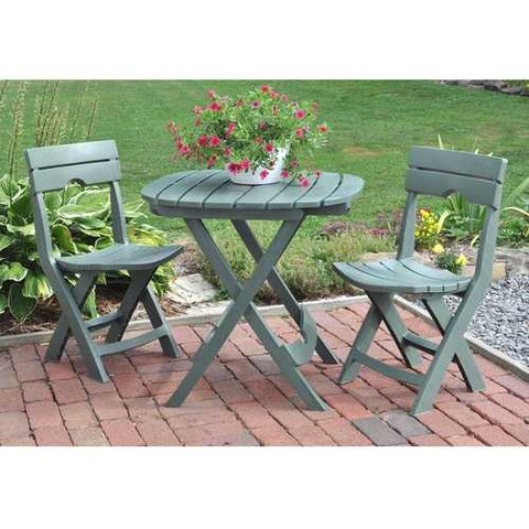 Image of 3-Piece Fast Fold Outdoor Furniture Bistro Set in Sage Green