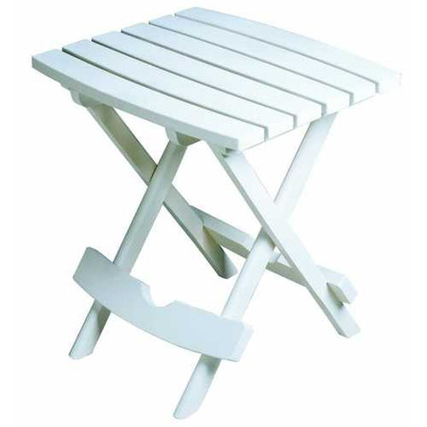 Image of Outdoor Fast Folding Patio Side Table, White Weather Resistant Resin