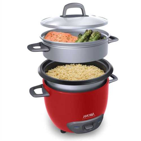 Image of Red 6-Cup Automatic Rice Cooker Kitchen Food Steamer