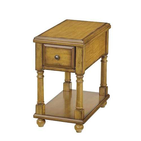 Image of Vintage Style Light Brown Wood 1-Drawer End Table Nightstand