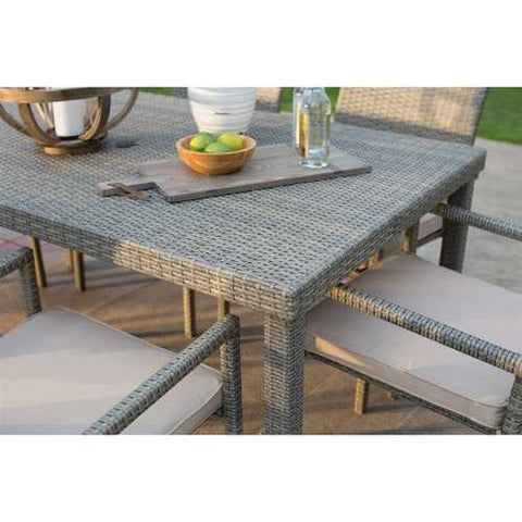 Image of Weather Resistant Resin Wicker Patio Dining Table 63-inch with Steel Frame