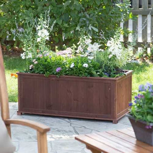 Outdoor Raised Patio Planter Box in Dark Brown Wood - 41-inch