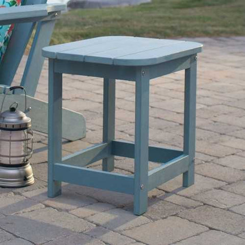 Image of Outdoor Deck Patio Side Table in Blue Green Resin Wood-look Finish