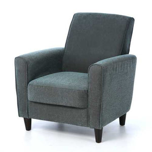 Blue Upholstered Modern Accent Arm Chair with Espresso Wood Legs