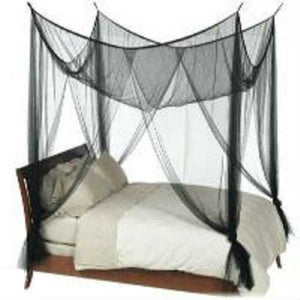 Black 4-Post Canopy Bed Mesh Netting Mosquito Net - Fits size Full Queen and King