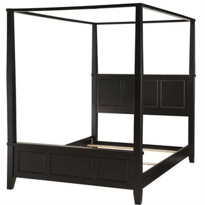 Queen size Contemporary Canopy Bed in Black Wood Finish