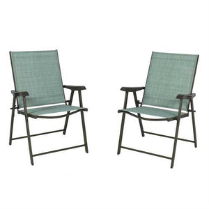 Set of 2 Sling Back Folding Outdoor Patio Bistro Chairs Aqua