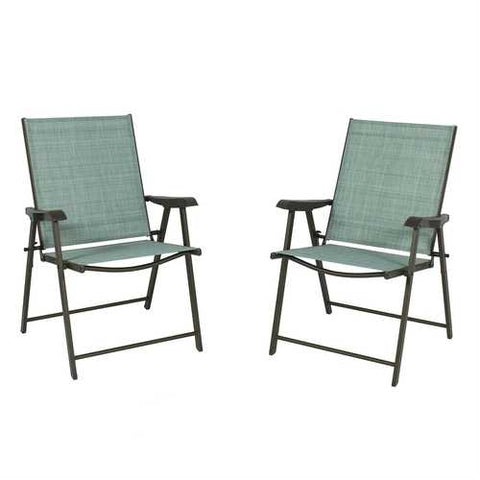 Image of Set of 2 Sling Back Folding Outdoor Patio Bistro Chairs Aqua