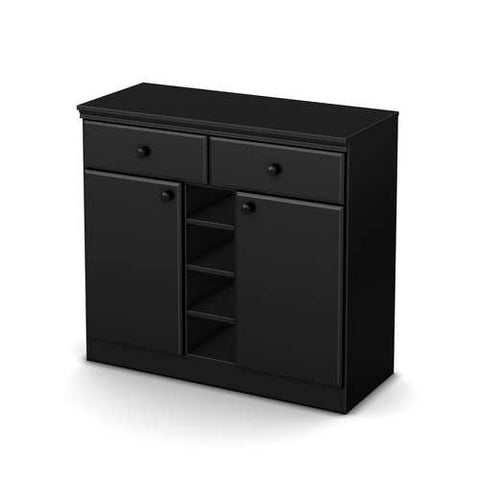 Image of Black Sideboard Console Table Buffet Server with Adjustable Shelves