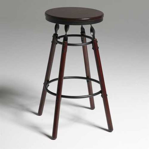 Image of Dark Cherry Finish Wood Barstool with 30-inch High Seat