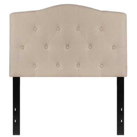 Image of Twin size Beige Fabric Upholstered Button Tufted Headboard